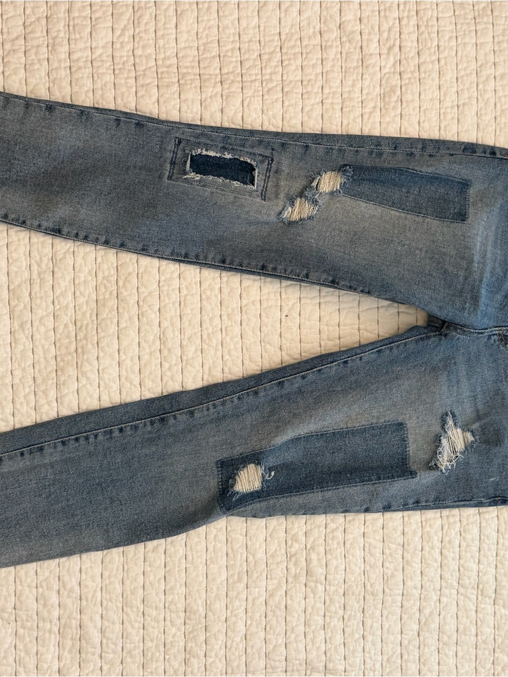 GAP Women's Light Blue Skinny Jeans with Distressed Patches